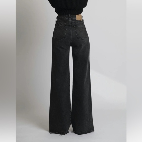 Studio R330 Rigid Wide Leg Black Jeans - Picture 2 of 6